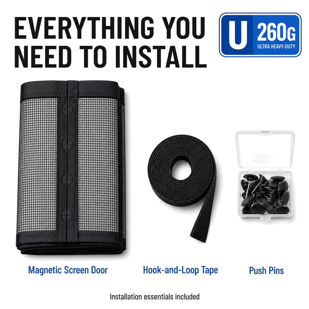 U Series 260G | 04 Amief Home Ultra Heavy-Duty Pet-Proof Screen Door – screen door installation kit contents