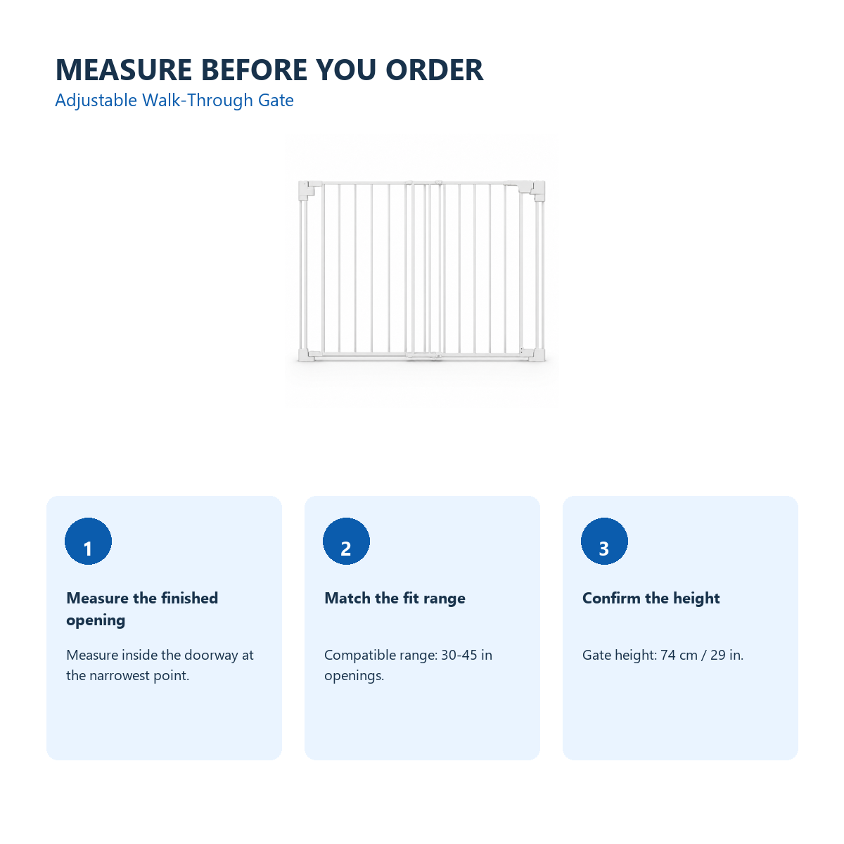 Amief Home extra-wide walk-through pet gate measurement guide