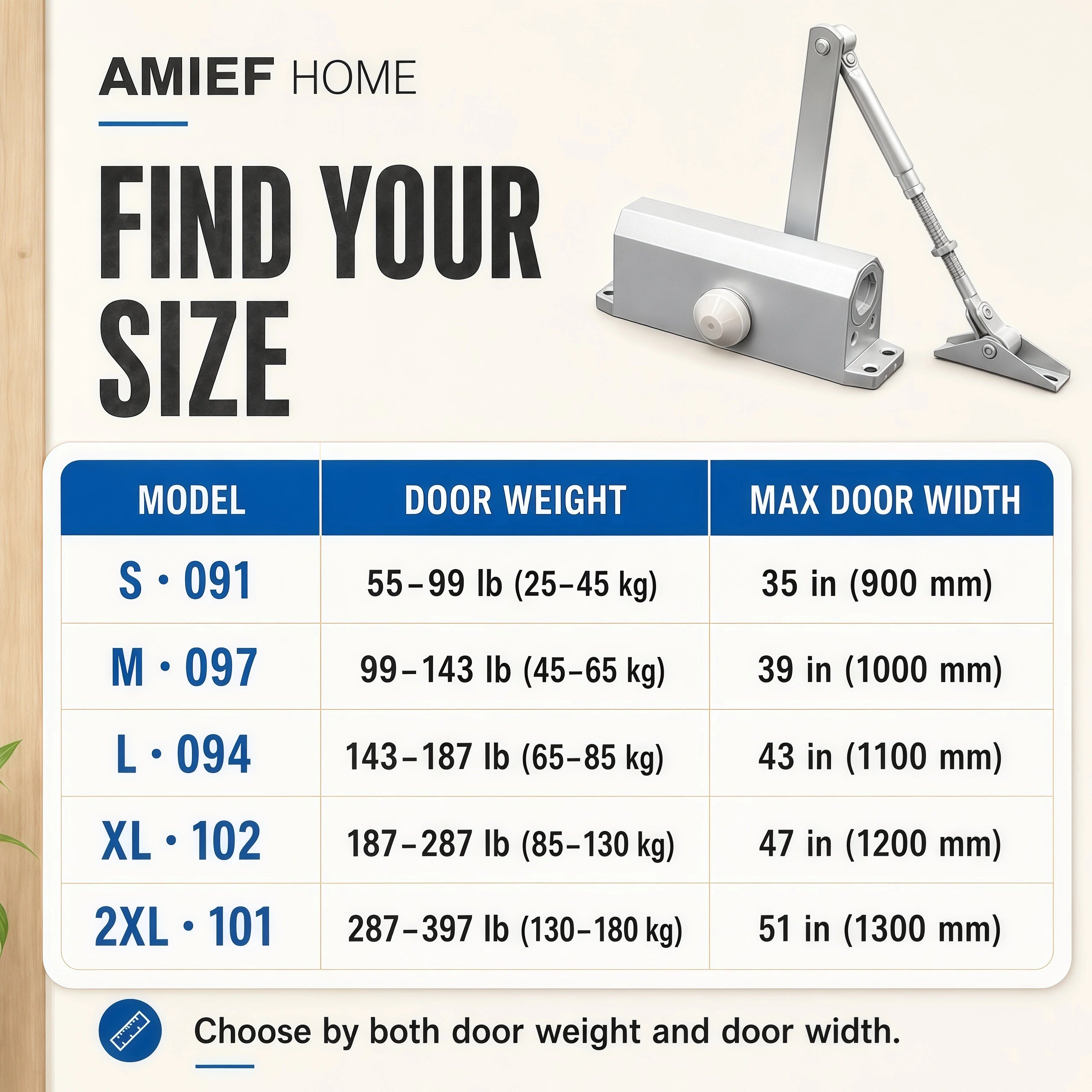 AMIEF HOME Adjustable Hydraulic Door Closer