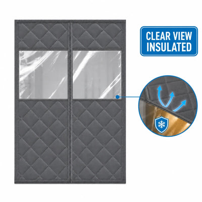 Amief Home clear-view winter insulated magnetic door curtain on white background