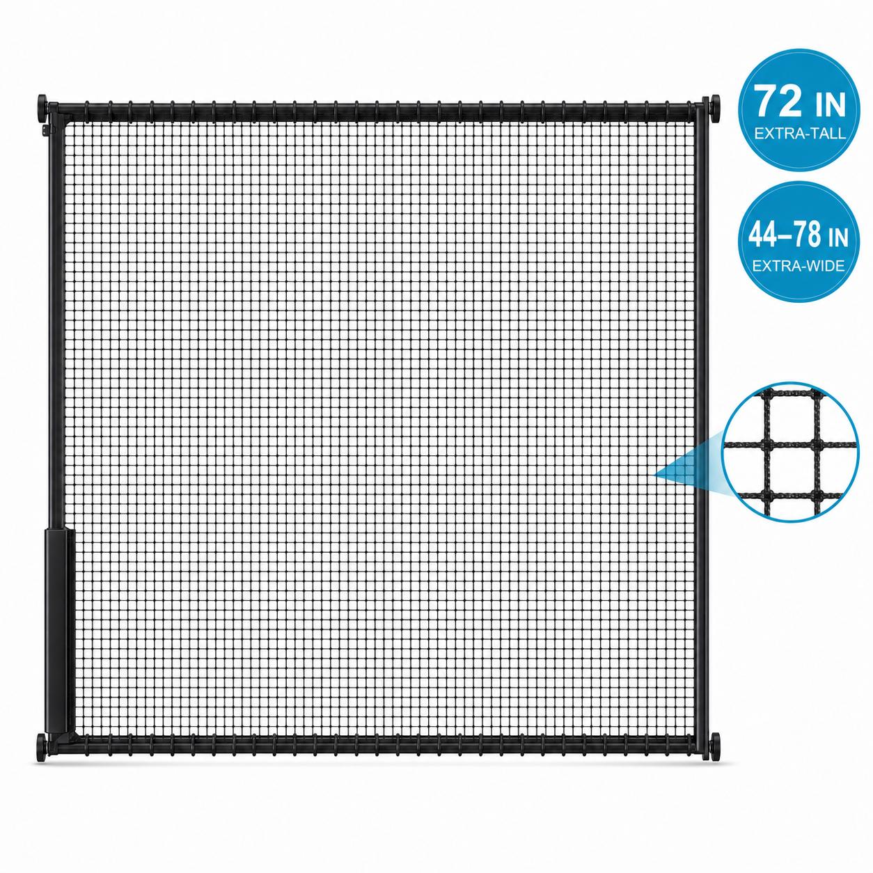 Amief Home 72-inch extra-tall extra-wide cat safety gate on white background