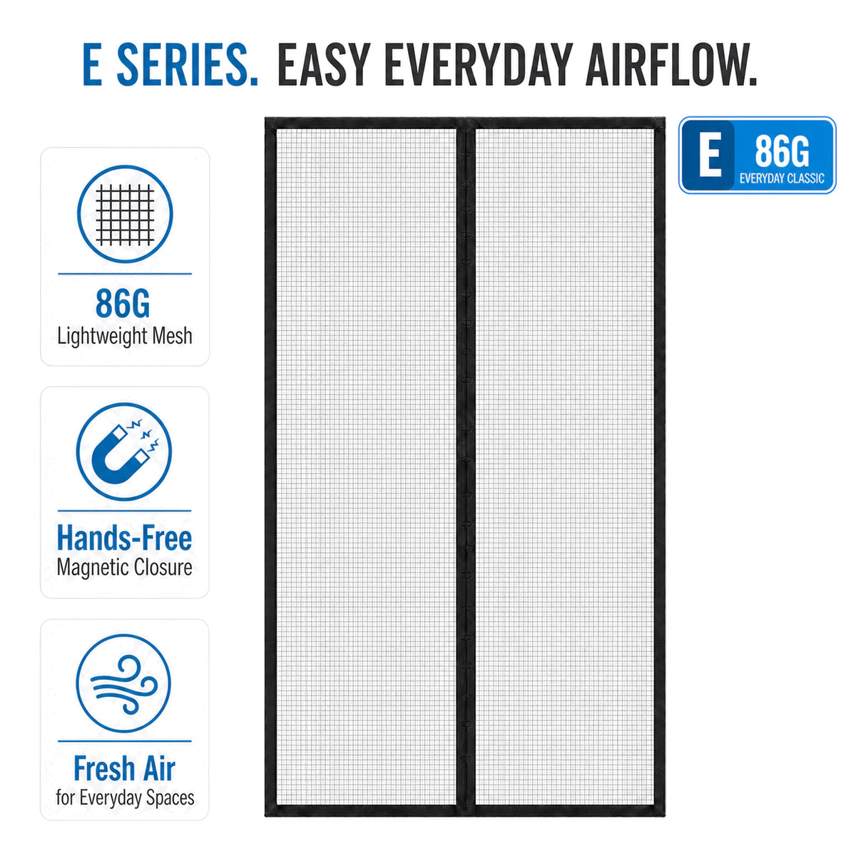 E Series 86G | 02 Amief Home Everyday Classic Magnetic Screen Door – core benefits and mesh close-up