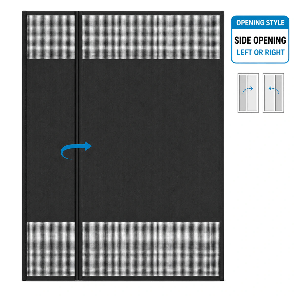 Opening Style | Side Opening Left or Right | Amief Home privacy screen door with reversible side entry