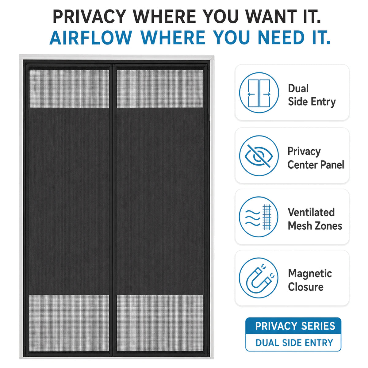 Privacy Series | 02 Amief Home Side-Opening Privacy Screen Door – privacy airflow magnetic closure and dual-entry benefits