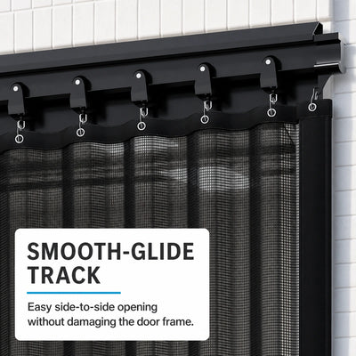 Smooth glide top track and pulley hangers for garage mesh screen