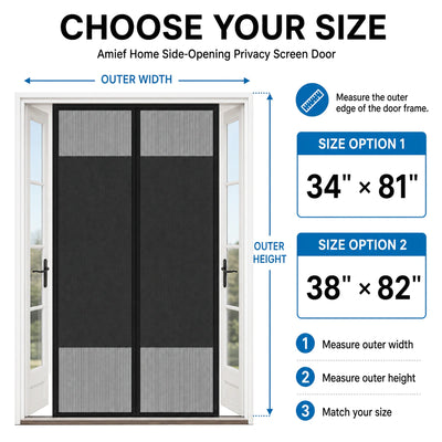Privacy Series | 04 Amief Home Side-Opening Privacy Screen Door – 34 by 81 and 38 by 82 inch size guide