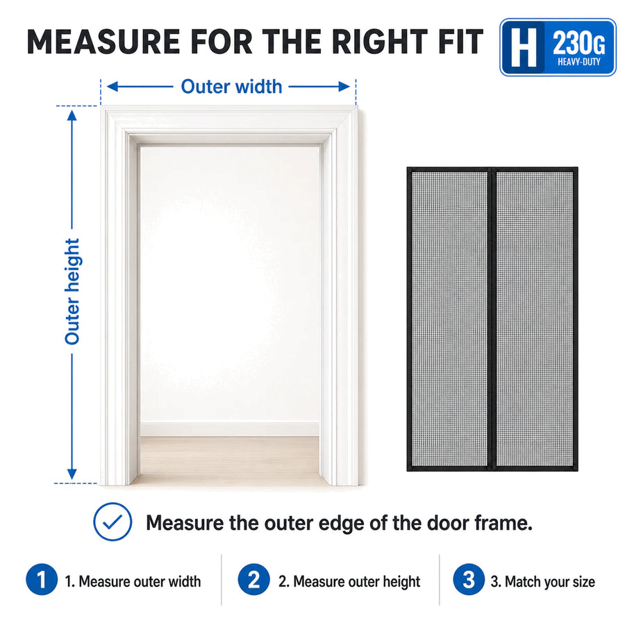 H Series 230G | 05 Amief Home Heavy-Duty Pet-Proof Screen Door – door frame measurement guide