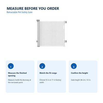Amief Home retractable pet safety gate measurement guide