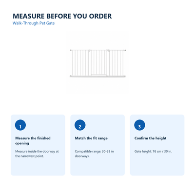 Amief Home walk-through indoor pet gate measurement guide