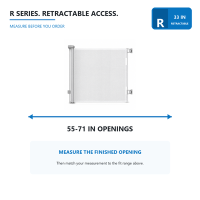 Amief Home retractable pet safety gate measurement guide