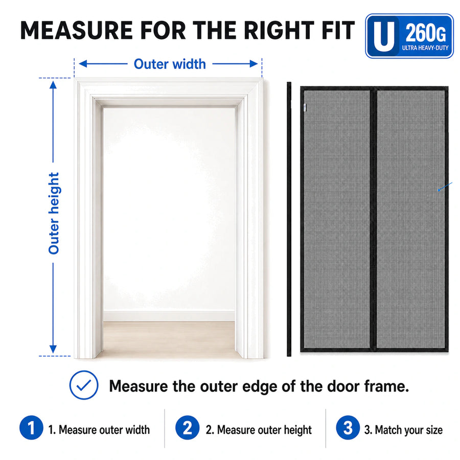 U Series 260G | 05 Amief Home Ultra Heavy-Duty Pet-Proof Screen Door – door frame measurement guide