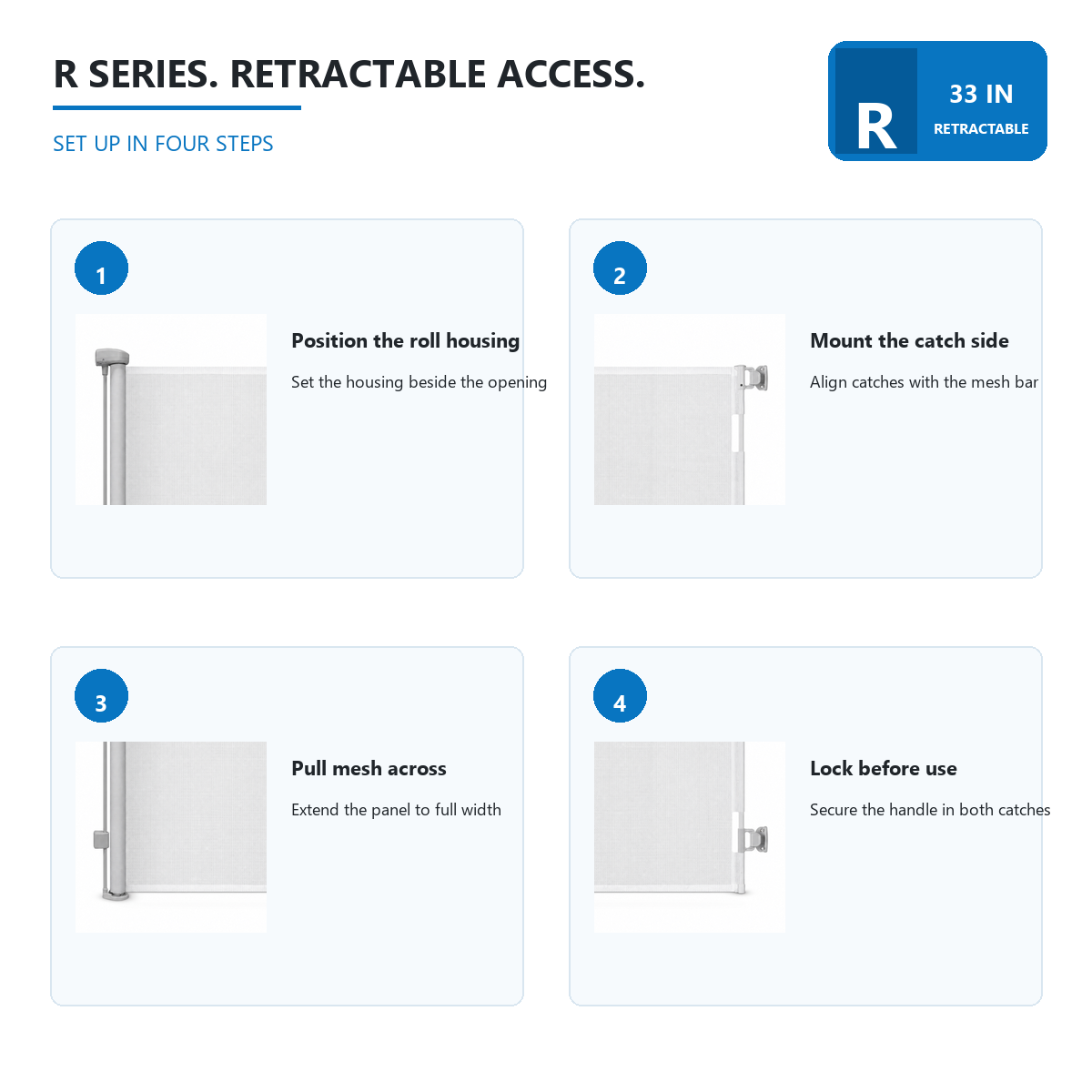 Amief Home retractable pet safety gate installation steps
