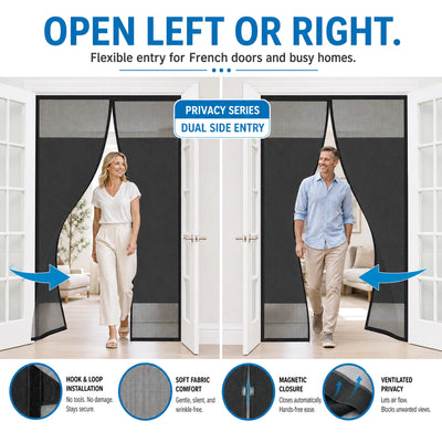 Privacy Series | 06 Amief Home Side-Opening Privacy Screen Door – left or right flexible entry for French doors