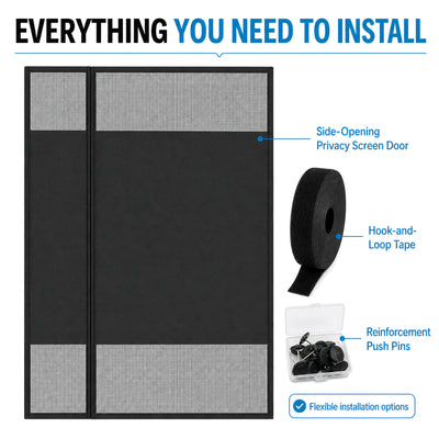 Privacy Series | 07 Amief Home Side-Opening Privacy Screen Door – privacy screen door hook-and-loop tape and reinforcement push pins included