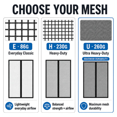 U Series 260G | 07 Amief Home Ultra Heavy-Duty Pet-Proof Screen Door – E H U mesh weight comparison