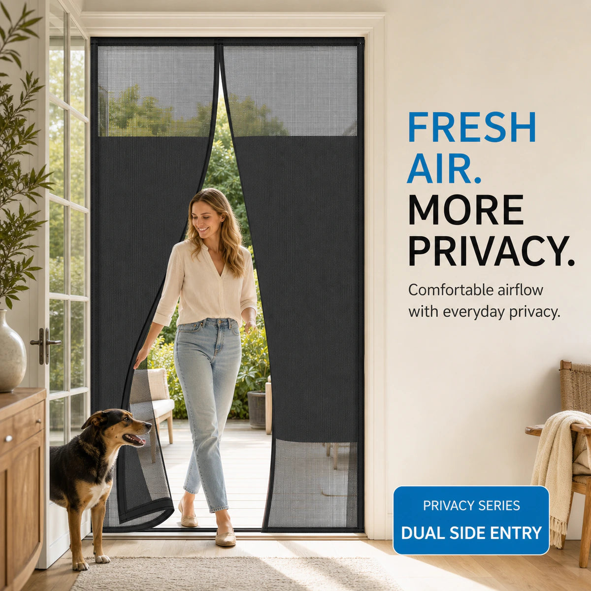 Privacy Series | 08 Amief Home Side-Opening Privacy Screen Door – side-opening privacy screen door lifestyle scene