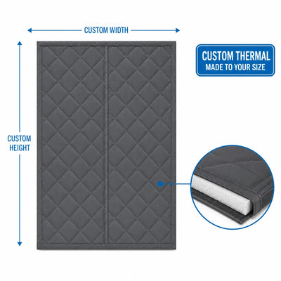 Custom Thermal | Made-to-size full-privacy insulated magnetic door curtain on white background