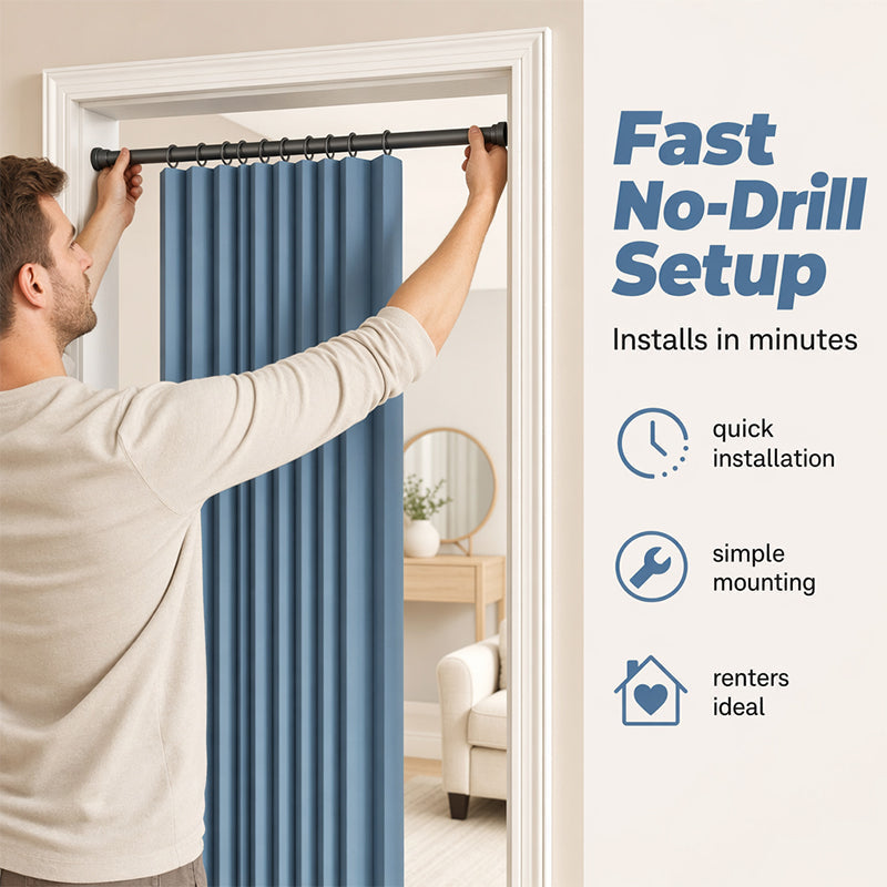 Amief Home No-Drill Magnetic Accordion Door Curtain