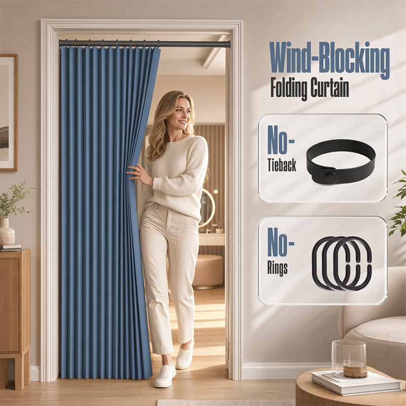 Amief Home No-Drill Magnetic Accordion Door Curtain
