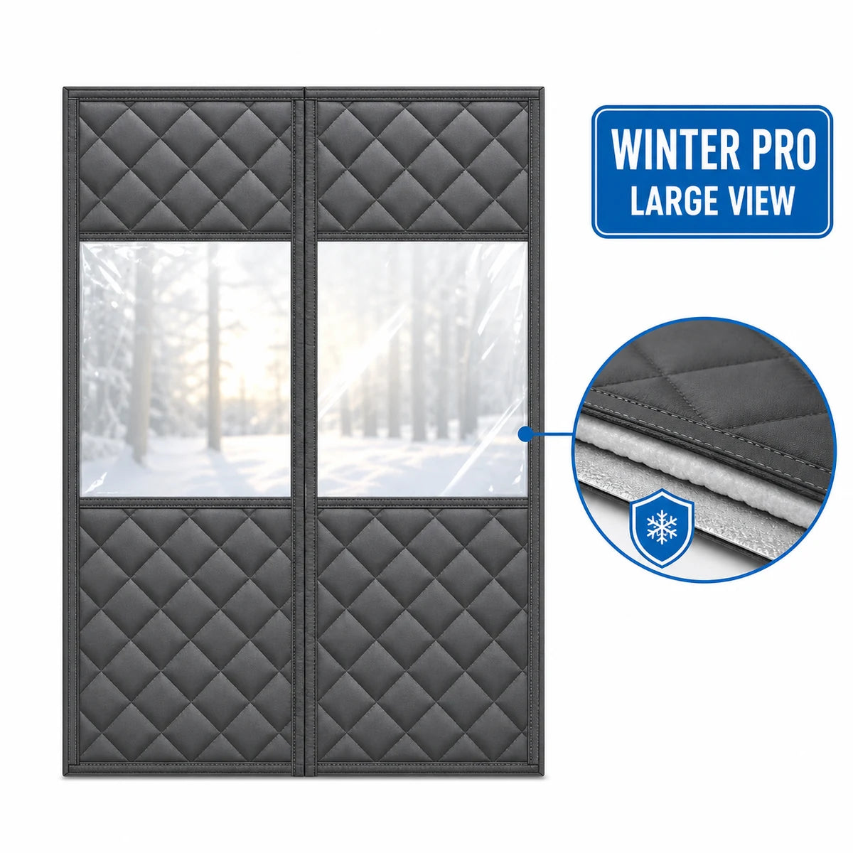 Winter Pro | Large-view thick insulated magnetic door curtain on white background